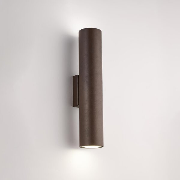 Applique Dag in Ferro Laccato Nero con Decorazione Effetto Ruggine, 8x6xh30 cm, Ruggine, 1 X GU10 - 35 Watt Max