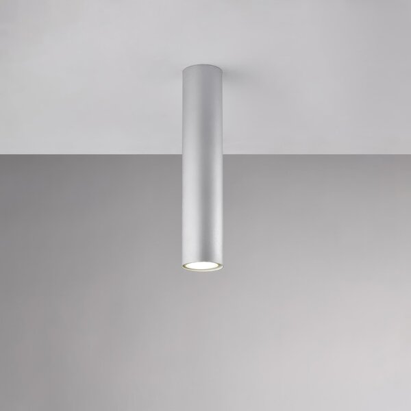 Plafoniera in Ferro Laccato Bianco Dag �8xH30 cm, Colore Argento, 1 X GU10 - 35 Watt Max