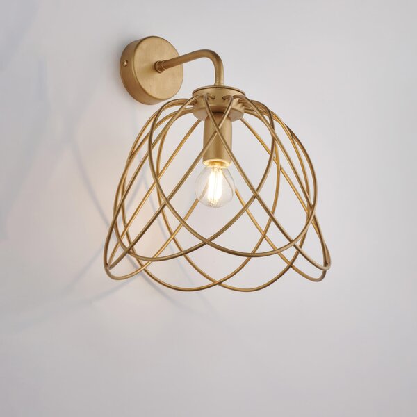 Applique Pagoda in Ferro Laccato Oro con Decorazione Oro Antico, 25x26xH31 cm, 1 Luce E14 - 42 Watt Max, Colore Oro