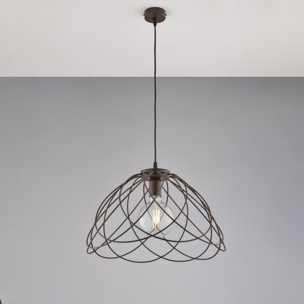 Lampadario Pagoda in Ferro Laccato Nero Effetto Ruggine, H32 - MAX 132 - �45 cm, 1 X E27 - 55 Watt Max, Colore Ruggine