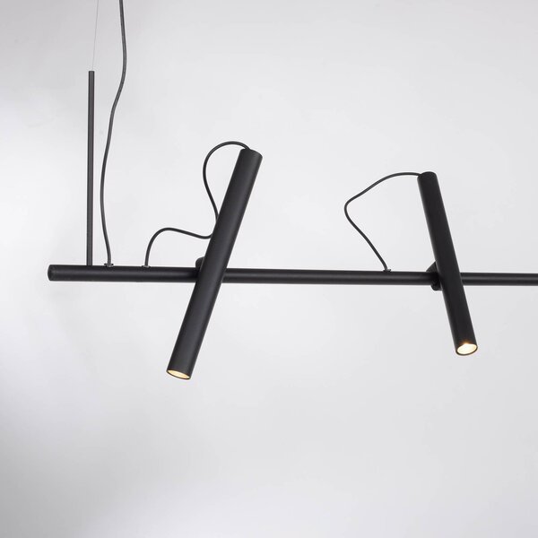 PURE Tutua lampada LED a sospensione, 4 luci, nero Pure Tutua, dimmerabile, Nero, Soggiorno / Sala da pranzo, Metallo, Moderno