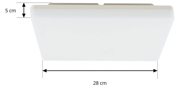 PRIOS Artin plafoniera LED, sensore, angolare, 28 cm, Bianco / Opale, Bagno, Plastica, Moderno, Plafoniera