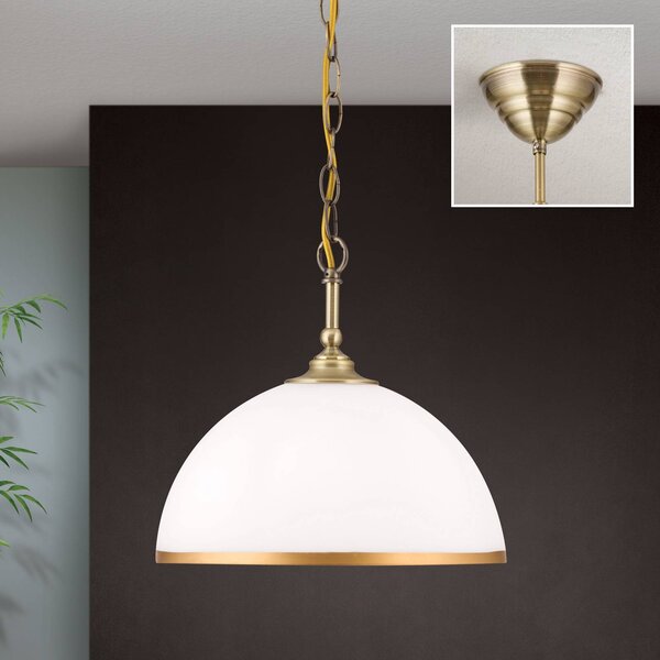 ORION Lampada a sospensione Old Lamp, dimmerabile, Ottone / Oro, Soggiorno / Sala da pranzo, Vetro, Antico, Lampada a sospensione