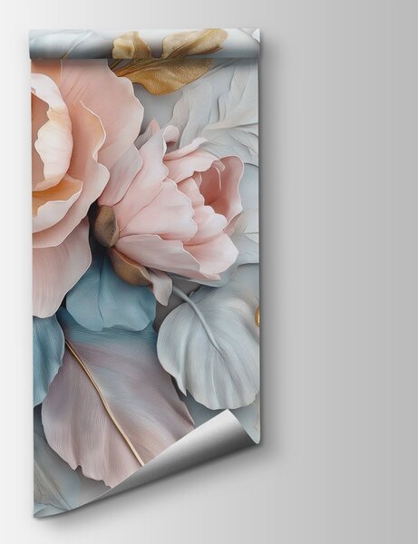 Carta da parati Gruppo di fiori e foglie, Carta da parati 3d fiori, Carta da parati popolare, w01826 - Tapeko.it