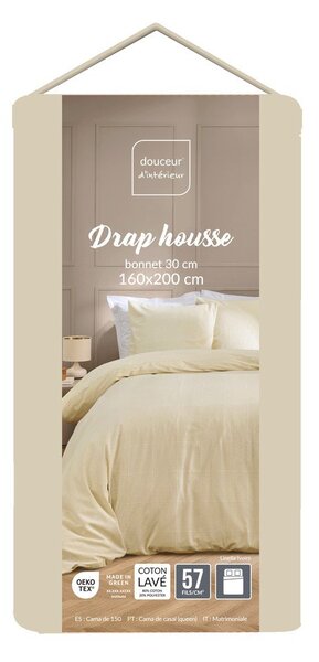 Lenzuolo con angoli avorio 160x200 cm Linella – douceur d'intérieur