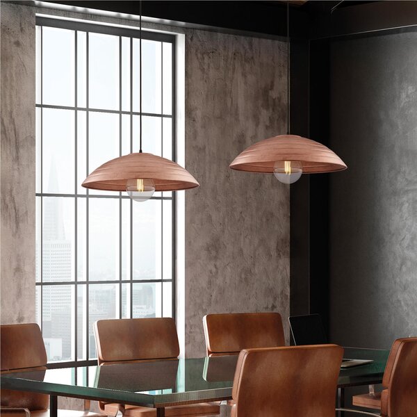 Lampada a Sospensione in ferro laccato nero Cavo Elettrico ricoperto da tessuto MOD SENDER Diametro 50x h 15 cm decorazione Oro