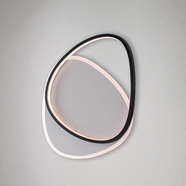 Plafoniera AMY 45x37xh5 cm, Bianco Nero, Metallo e Alluminio, LED 44W 3500 Lumen CCT con Telecomando