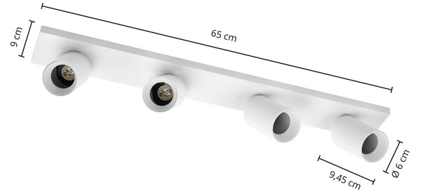 Arcchio faretto Brinja, bianco, angolare, Ø 7 cm, 4 luci, GU10 Brinja Arcchio, dimmerabile, Bianco / Opale, Soggiorno / Sala da pranzo, Alluminio, Moderno, Faretto