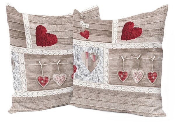 Federa cuscino Shabby love rosso 40x40 cm Made in Italy