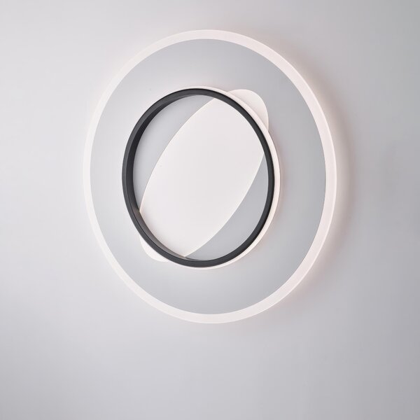 Plafoniera Annie � 50 x H.6 cm, Bianco Nero, Metallo e Alluminio Laccato, LED 67W 7300 Lumen CCT con Telecomando