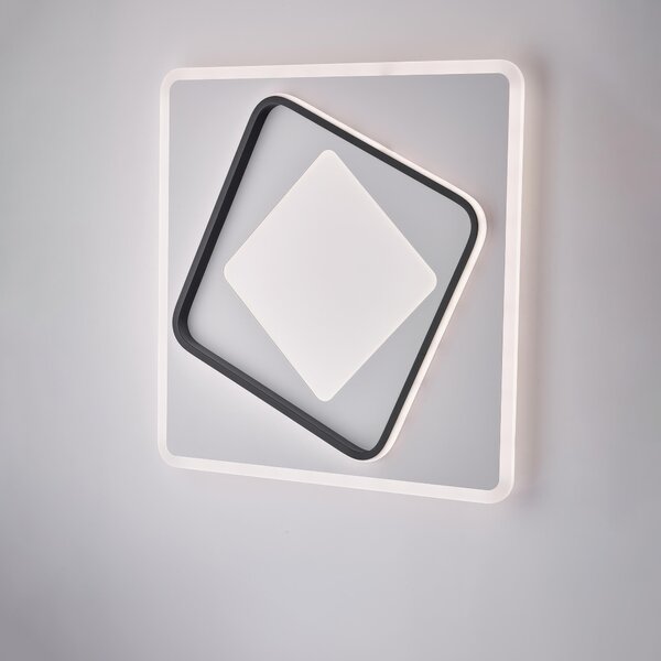 Plafoniera Lul� � 50xH.6 cm, Bianco Nero, Metallo e Alluminio Laccato, LED 78W 8500 Lumen CCT con Telecomando