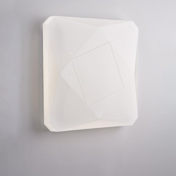 Plafoniera Sendy Q �52xH8 cm, Bianco, Acrilico con LED Integrato 100W 9000 Lumen CCT con Telecomando