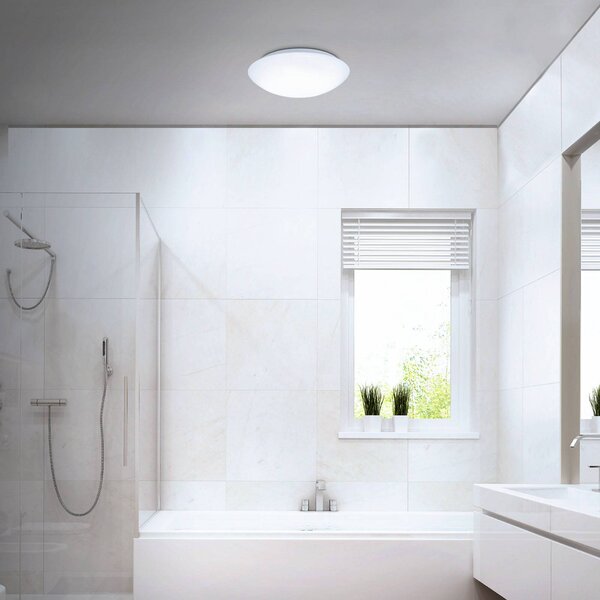 Briloner Plafoniera con sensore di movimento Elipso, Bianco / Opale, Bagno, Plastica, Moderno, Plafoniera