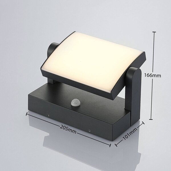 Lindby Applique da esterno Sherin, set di 2, orientabili, con sensore Sherin, Nero, Alluminio, Moderno