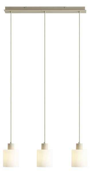 Lampada a sospensione scandinava beige con vetro bianco 3 luci - Wisp