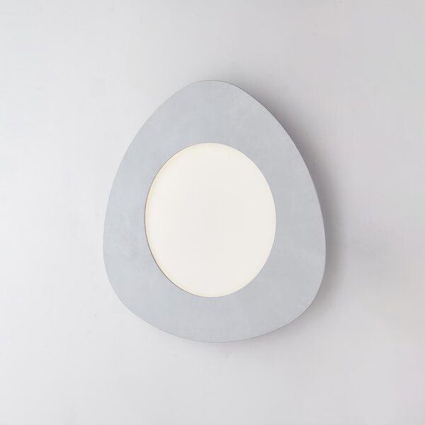Plafoniera Triangolare Clara �40xH5 cm, Argento, Metallo Laccato con Decorazione Argento Antico, LED 24W 2150 Lumen 4000K
