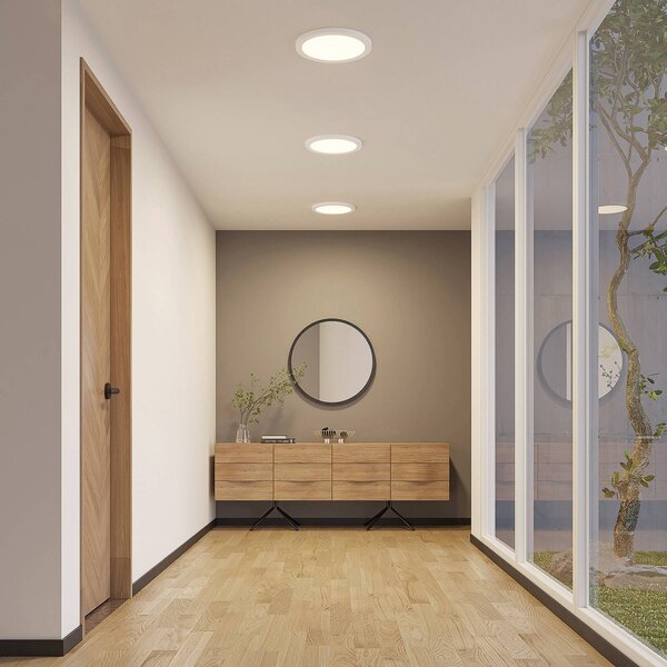 Plafoniera LED Aureka PRIOS, Bianco / Opale, Soggiorno / Sala da pranzo, Alluminio, Moderno, Plafoniera LED