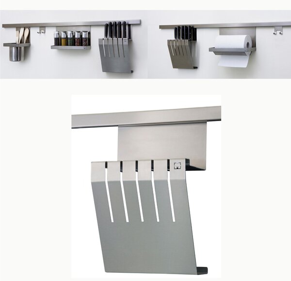 Portacoltelli APPLICABILE alla Barra Sotto pensile CHIARA Dimensioni 10xh5.5 cm inox 18/10AISI 304 Satinato