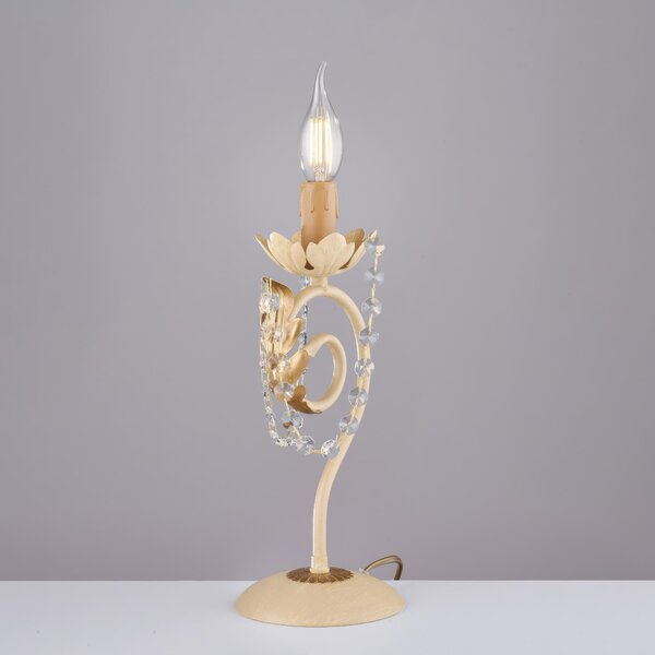 Lumetto Damasco in ferro laccato avorio con decorazione decap� e rifiniture oro con strass in cristallo 1 luce , altezza 39 Cm, larghezza 16 Cm