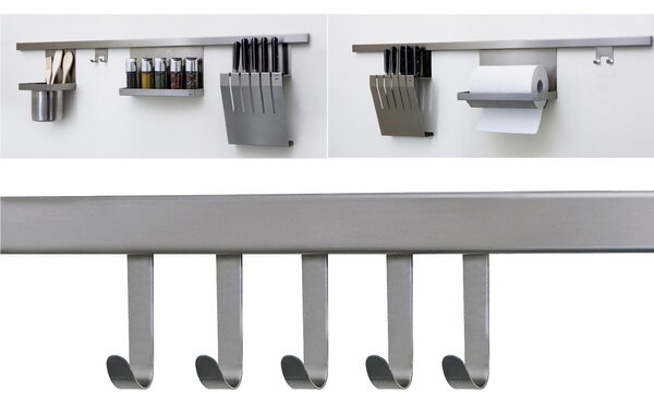 Gancio Semplice scatola da 5 pezzi APPLICABILE alla Barra Sotto pensile CHIARA Dimensioni 0.8xh5.5 cm inox 18/10AISI 304 Satinato