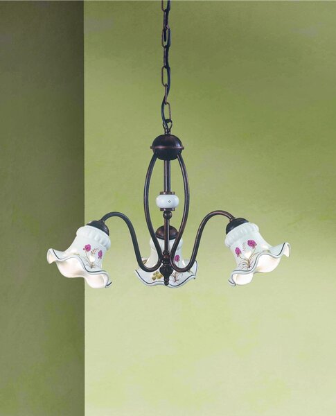 Sospensione da interno saliscendi LINEA CHIETI diametro 40x h 40 cm peso 3 kg - IP 20 Attacco Lampada E 27 esterno, con portalampade in porcellana