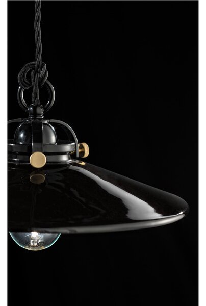 Plafoniera da Soffitto in Metallo e ceramica Diametro 31xh 11 cm 1 x max 77W E27 peso 1,35 kg smalto nero