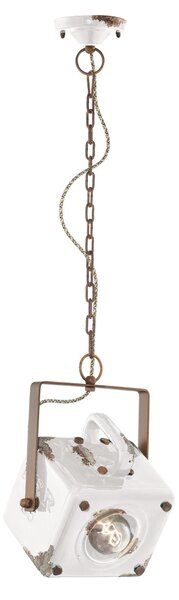Sospensione da interno a in Ferro e materiale Ceramico URBAN RETRO' dimensione 23x16x h 95 cm peso 3,10 kg - Attacco Lampada E 27 Vintage Bianco