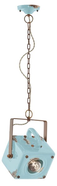 Sospensione da interno a in Ferro e materiale Ceramico URBAN RETRO' dimensione 23x16x h 95 cm peso 3,10 kg - Attacco Lampada E 27 Vintage Azzurro