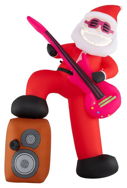 Costway Decorazione natalizia con luci LED musica e soffiatore dimensioni 182 cm, Babbo natale gonfiabile suona chitarra Colorato
