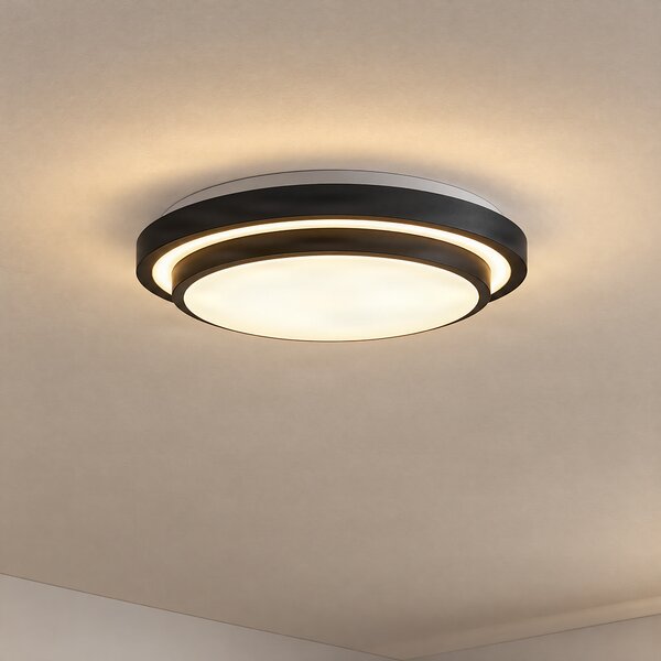 Plafoniera moderna nera e bianca 35 cm 2 luci IP44 - Walden