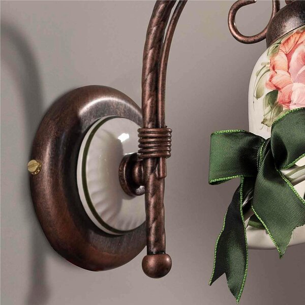 Applique da interno in materiale Ceramico LINEA NAPOLI 15x27x h 17 cm peso 1,55 kg - Attacco Lampada E 14 interno con portalampade in cramica