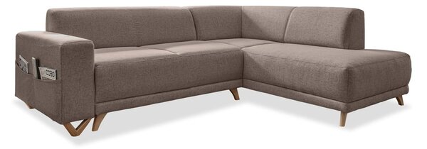 Divano angolare marrone allungabile e con contenitore (penisola a destra/a L) Classy Sophie – Miuform