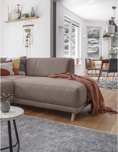 Divano angolare marrone allungabile e con contenitore (penisola a destra/a L) Classy Sophie – Miuform