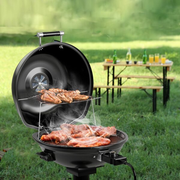 Costway Grill portatile verticale con griglia scaldavivande rimovibile antiaderente, Grill elettrico per uso interno ed esterno