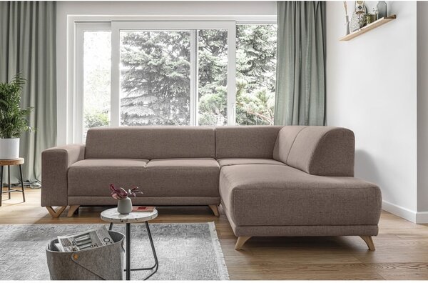 Divano angolare marrone allungabile e con contenitore (penisola a destra/a L) Classy Sophie – Miuform