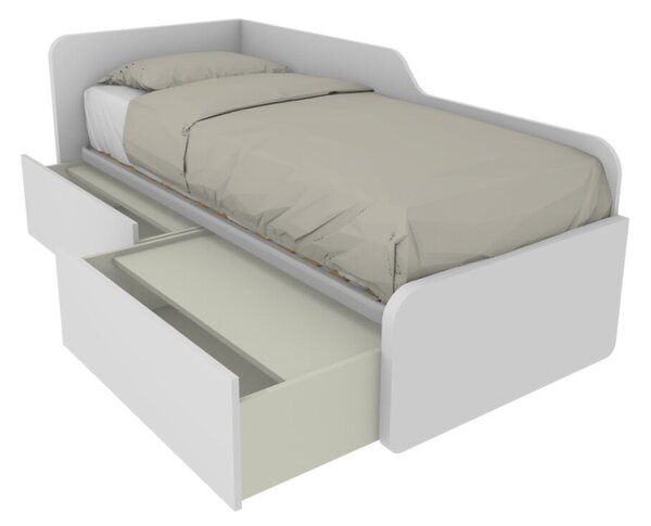 1064C - Letto singolo 80x190 con spalliera sagomata e cassettoni indipendenti