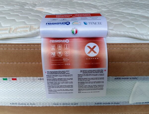 Materasso Rame Terapy in Memory gel H22 con 3D sul lato Estivo - TRIO RAME 85x200