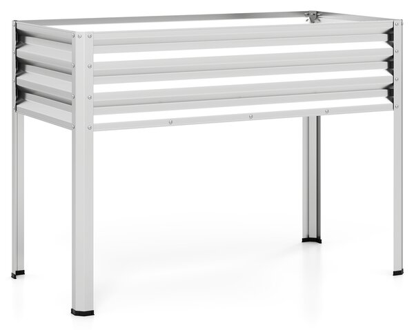 Costway Fioriera rialzata da esterno con fori di drenaggio, Letto da giardino in metallo resistente alle intemperie Argento