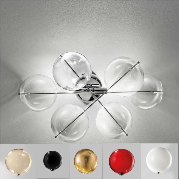 Applique con struttura in metallo e sfere di cristallo Dimensioni 40x18x h 23 cm G9 6 x Max 40 Watt 1,75 kg e diffusori con sfere in vetro cristallo