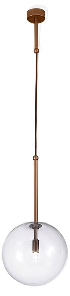 Lampada a sospensione con struttura in metallo brunito ESTRO 1 LAMPADA Dimensioni 20x20xh 40 MAX 110 cm G9 1x Max 40 Watt 1,8kg e diffusori con sfere in vetro cristallo Trasparente