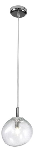 Sospensione 1 Luce PICCOLA Struttura Sfera Vetro Cristallo SAXA Diametro 15xh 18 cm con Filo Max 220 G9, 1 x Max 40 Watt 1,5 kg colore vetro cristallo rugiada
