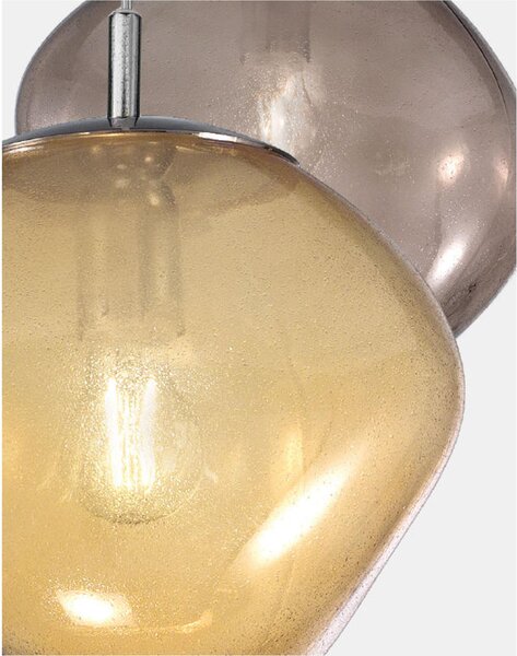 Sospensione 1 Luce PICCOLA Struttura Sfera Vetro Cristallo SAXA Diametro 15xh 18 cm con Filo Max 220 G9, 1 x Max 40 Watt 1,5 kg colore vetro cristallo rugiada