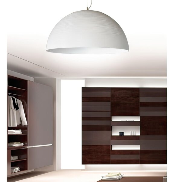 Lampada a Sospensione 1 Luce mezza sfera SMALL Struttura in Alluminio Diametro 50xh 25 cm E27 1 x Max 100 Watt 2 kg colore Bianco