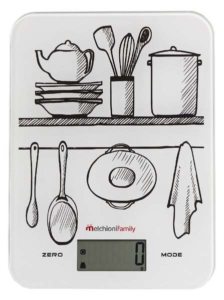 Melchioni Bilancia da Cucina Elettrica Capacit 10 Kg Piano in vetro temperato colore Bianco - 118210026 Glass