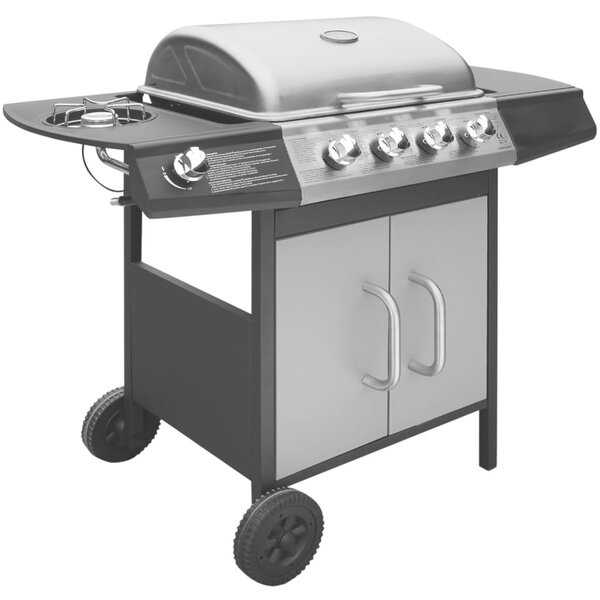 VidaXL Barbecue a gas 4+1 fiamme nero e argento