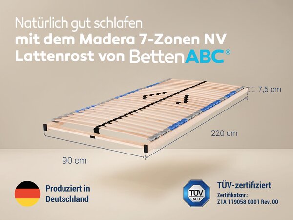 MaDeRa Telaio a doghe a 7 zone 3 versioni diverse, per l'autoassemblaggio, dimensioni: 90x220