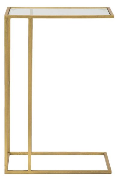 Tavolinetto rettangolare da Divano in metallo dorato Dimensioni 40,5x25,5x60 cm in metallo verniciato Oro e Vetro