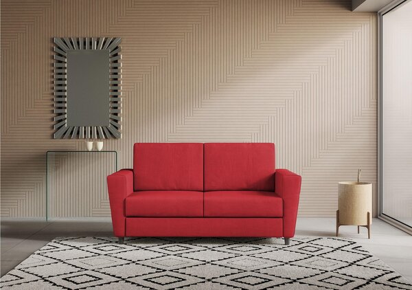 Divano Yasel 2 posti due sedute da 60cm misure esterne 172x85x h 85cm rivestimento completamente sfoderabile colore Rosso