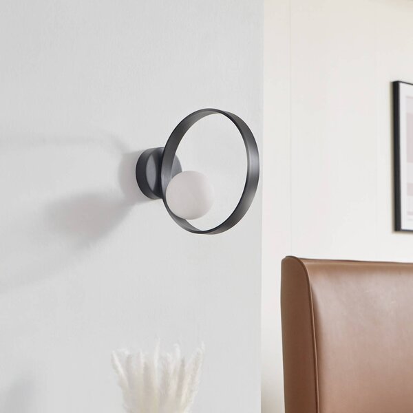 Lucande Applique a LED Luneo, nero/opal, vetro, 30 cm