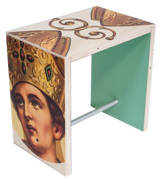 Seduta , sgabello con Decori Stampati dimensioni 50x35xh 50 cm decoro san Gennaro